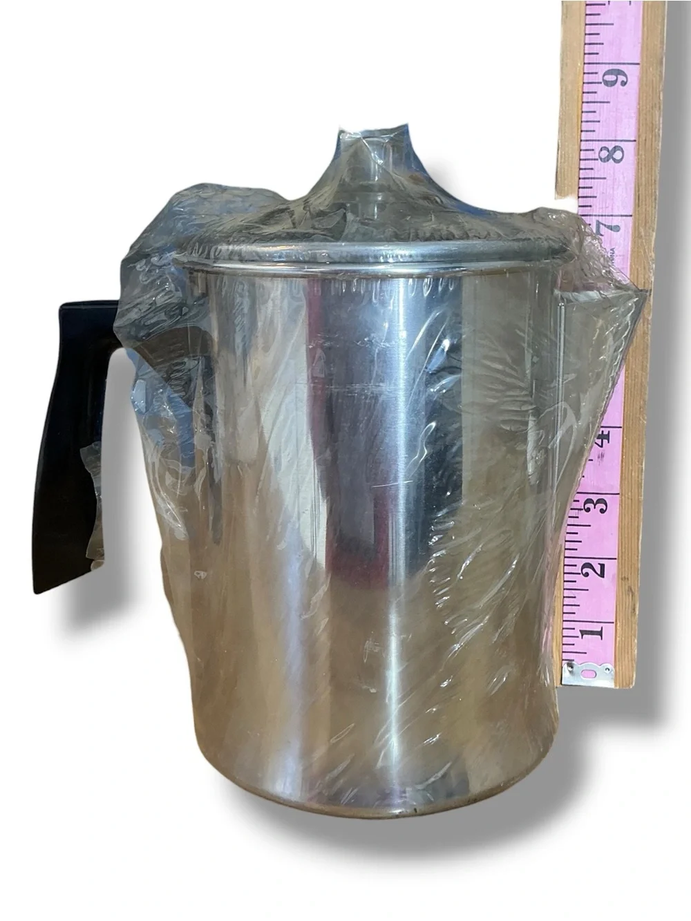 Vintage Chilton Aluminum Coffee Percolator in Silver with Black Handle